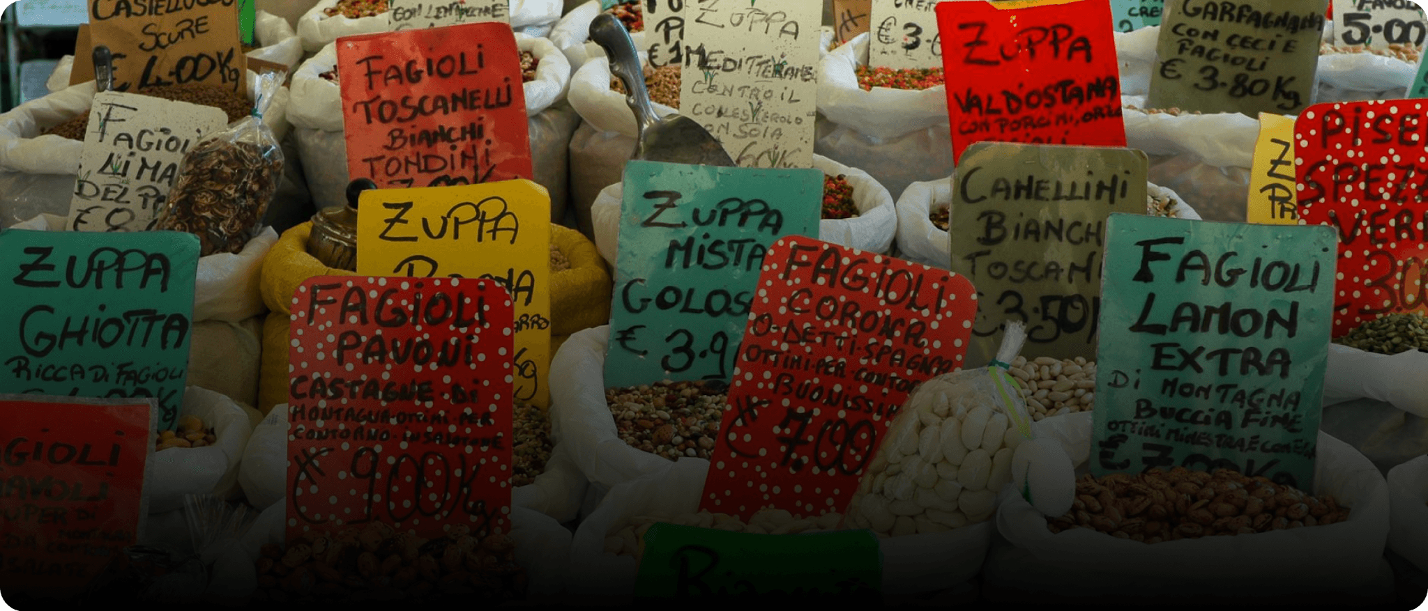 List of items categorized under L'AUTO, ZUPPA, and FAGIOLI headings